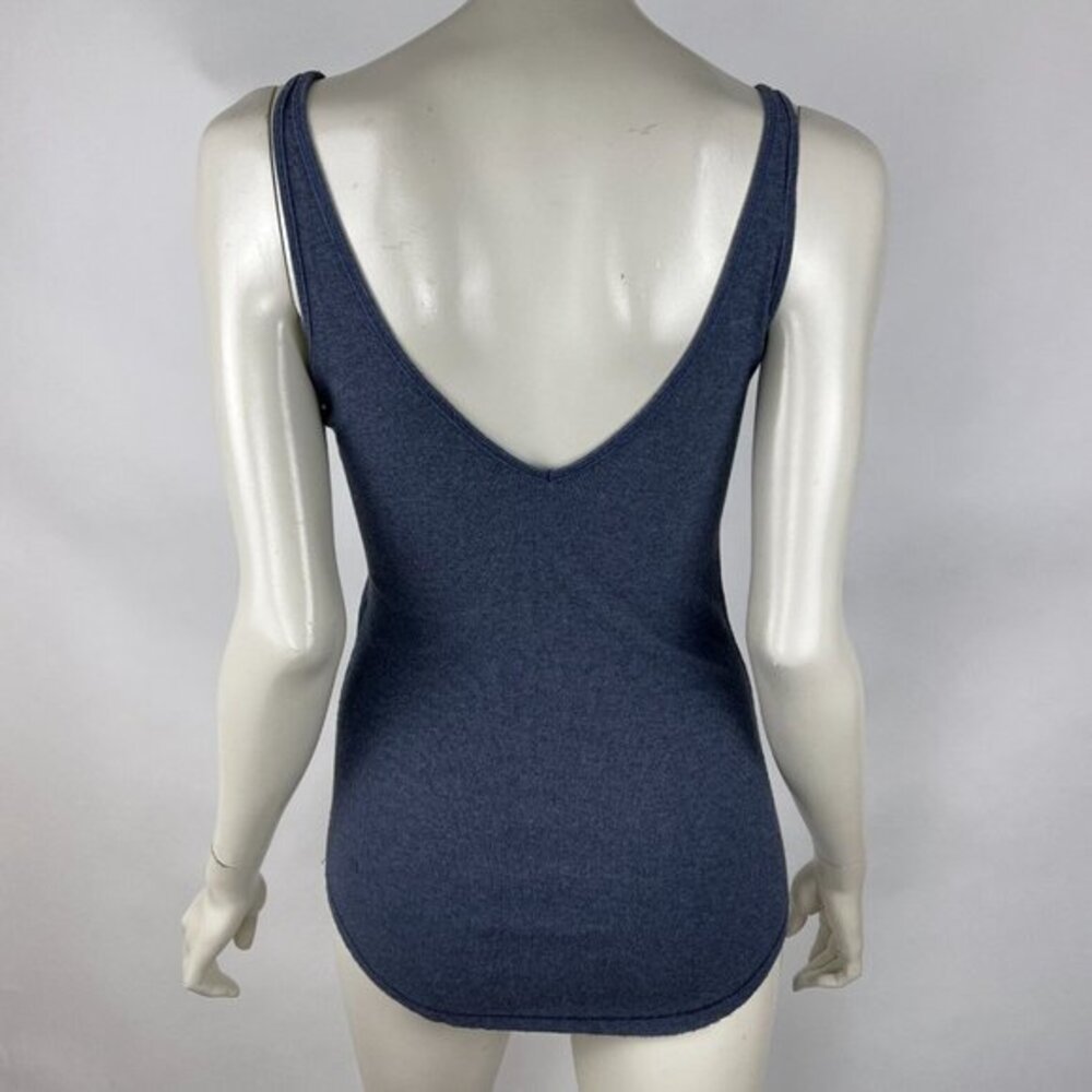 Lululemon Tank Top Women 4 Round Neck Deep V‎ Back Stretch Sleeveless Blue